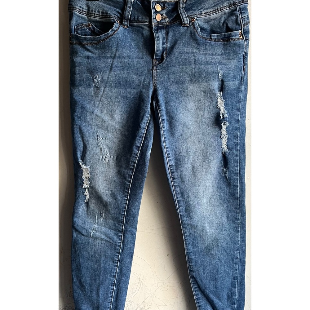 YMI Women's Distressed Skinny Jeans - Blue